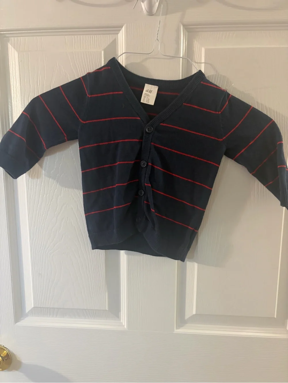 H&M Navy Cardigan with Red Stripe Detail